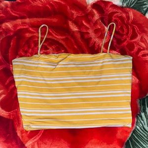 Yellow & White Crop Top! Super Comfortable!